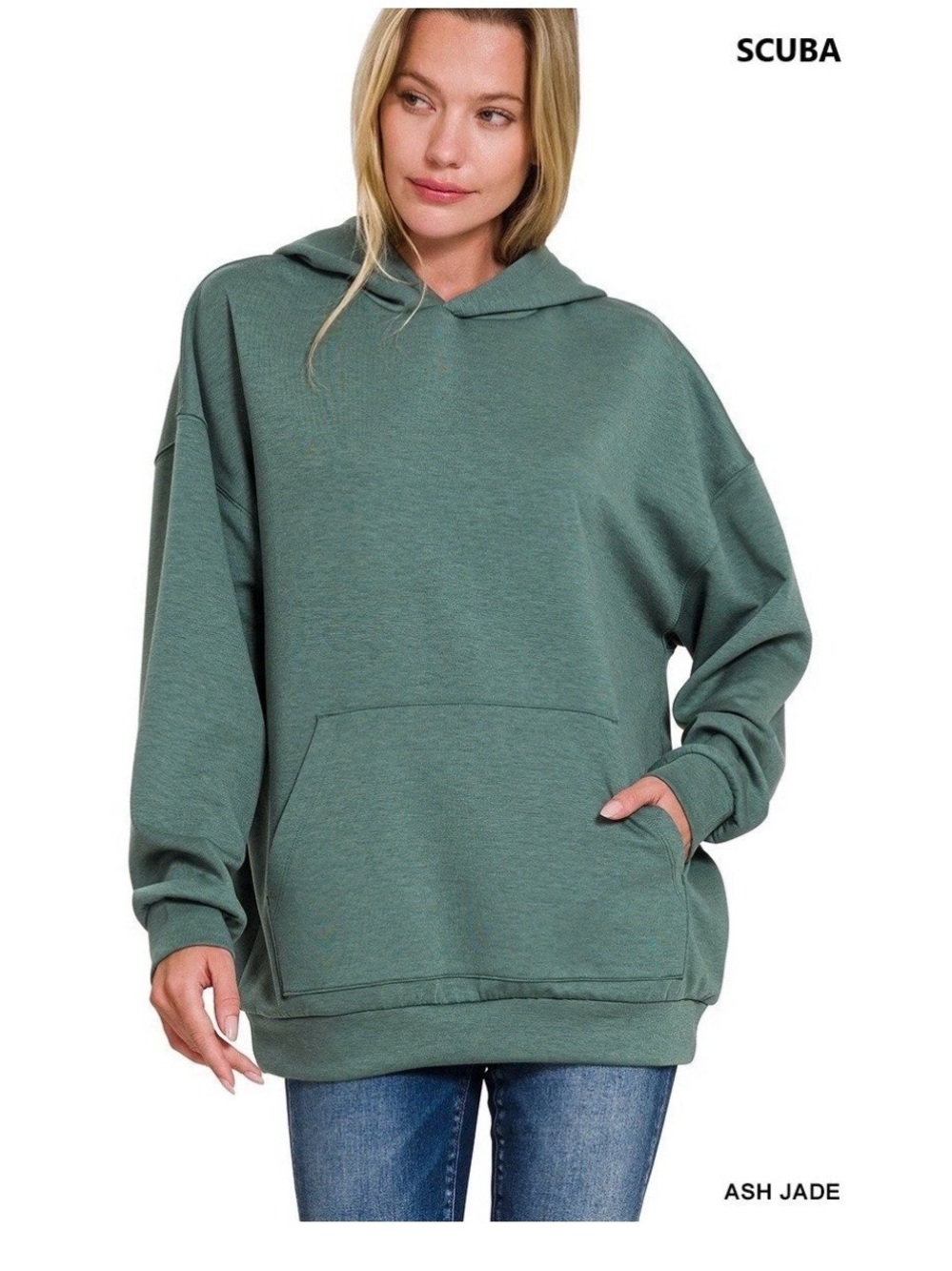 Zenana Outfitters Ash Jade Oversized Hooded Sweatshirt